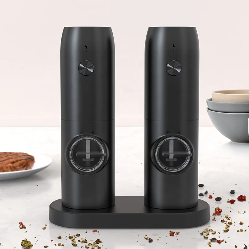 Lithium Battery Charging Base Type-C Rechargeable Electric Pepper Mill Salt And Pepper Grinder Set