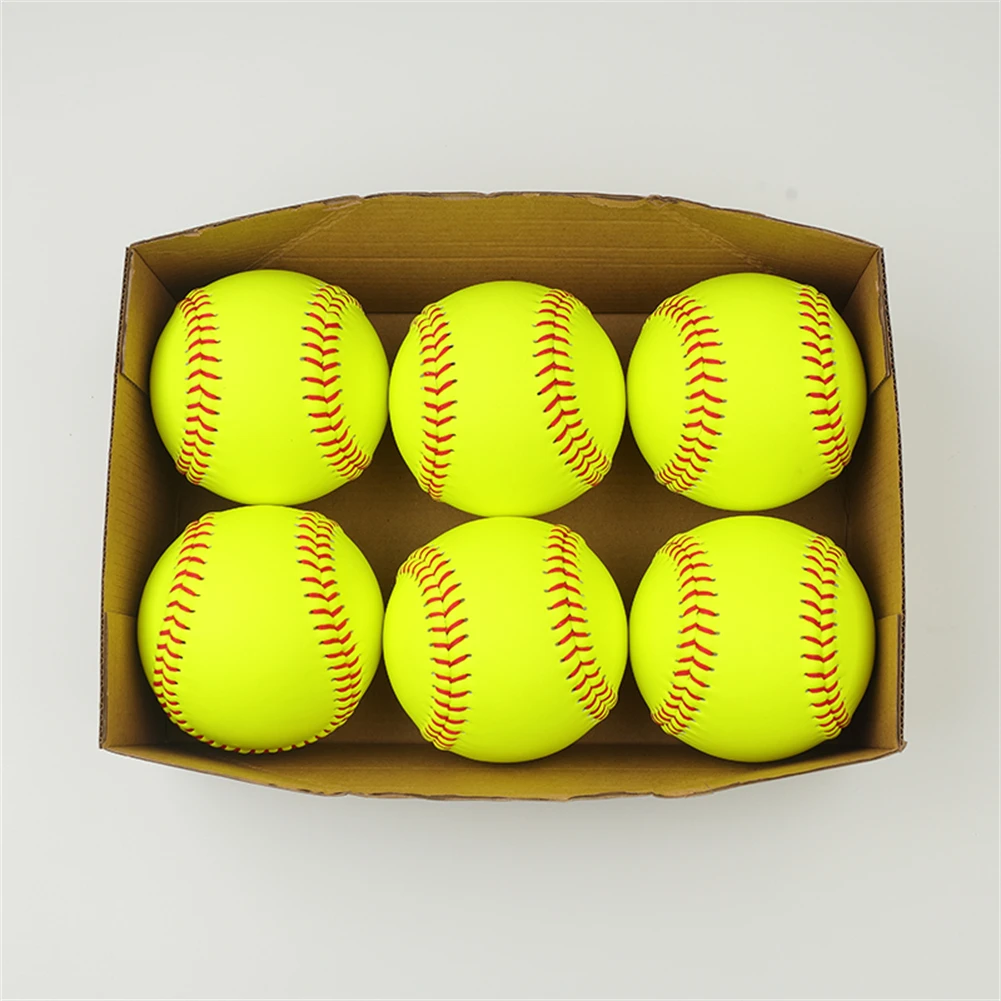 The Newest 12 Inch Yellow PU Leather Official Professional training best softball ball//