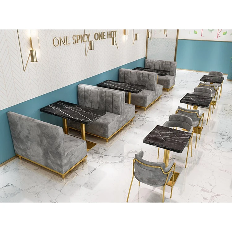 
Customized Modern Nordic Restaurant Furniture Velvet Sofa Booth Metal Dining Table And Chairs Set Coffee Shop Chair For Cafe 