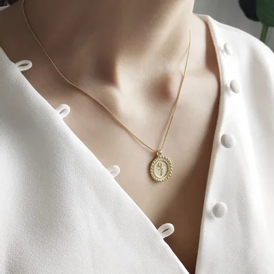 Korea Fashion Silver 18K Gold Plated Rose Flower Pendant Necklaces Sterling Silver Circle Rose Necklace For Girlfriend