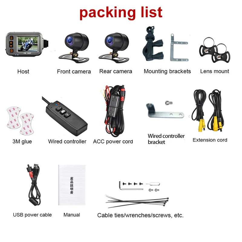 Waterproof Motorcycle Drive Camcorder 1080P Full HD 2.0inch Motorbike Video Recorder Dvr Dual Lens Wifi Motor Bike Dash Camera