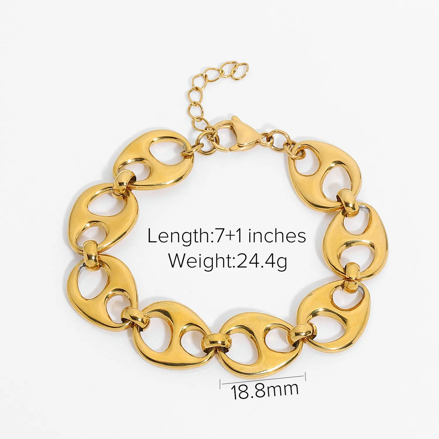 Punk Mariner Anchor Link Chain Chunky Bracelet 18K Gold Plated Stainless Steel Bracelet