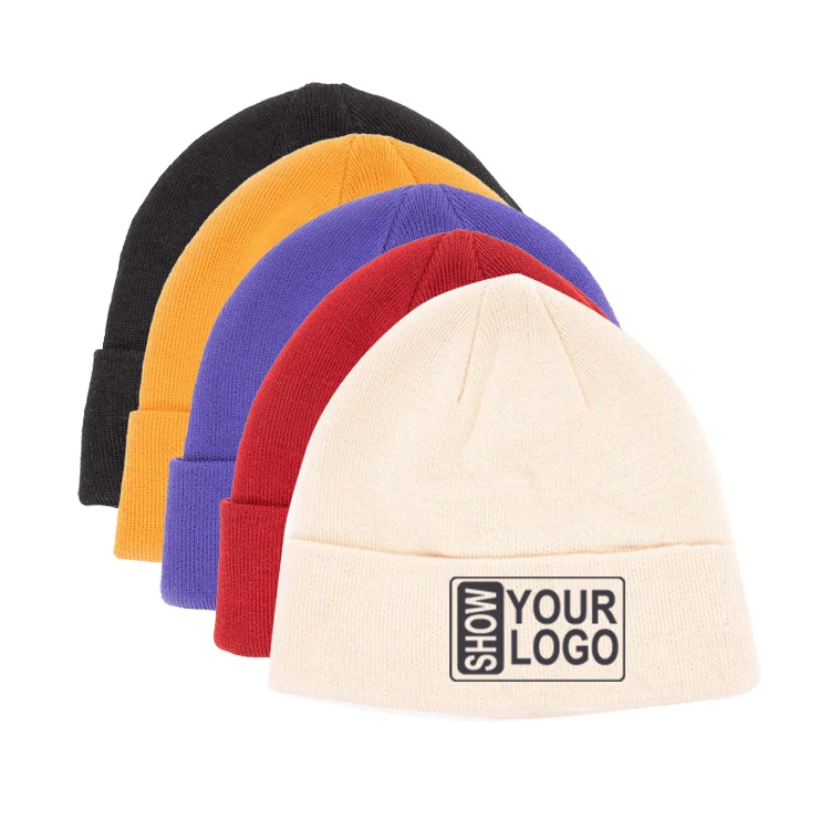 High Quality Unisex Custom Logo Fisherman Winter Outdoor Fashion Sports Embroidery Knitted Beanie Hats