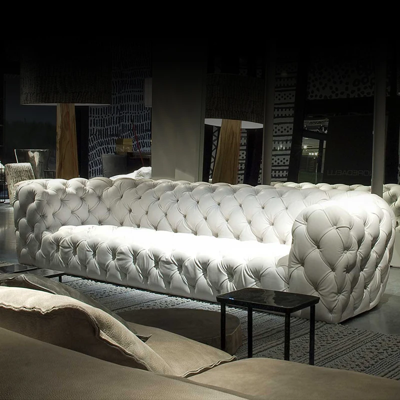  Современный Роскошный итальянский диван Стеганный из нубука белый chesterfield для гостиной