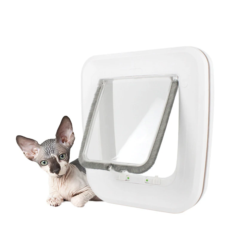 Quiet Automatic Interior Cat Flap Door Dog Cave Cat Pet Free Access 4 Way Locking Door