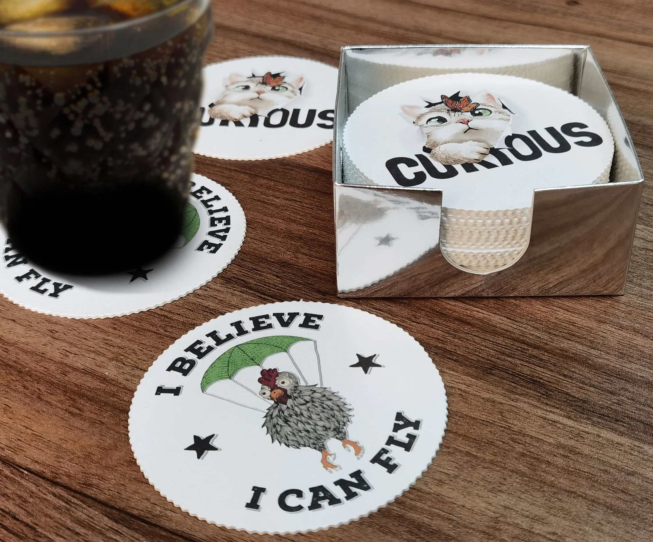 Cheap Cardboard Recycled Round Tissue Absorbent coffee coaster mats printing custom paper coasters colorful logo