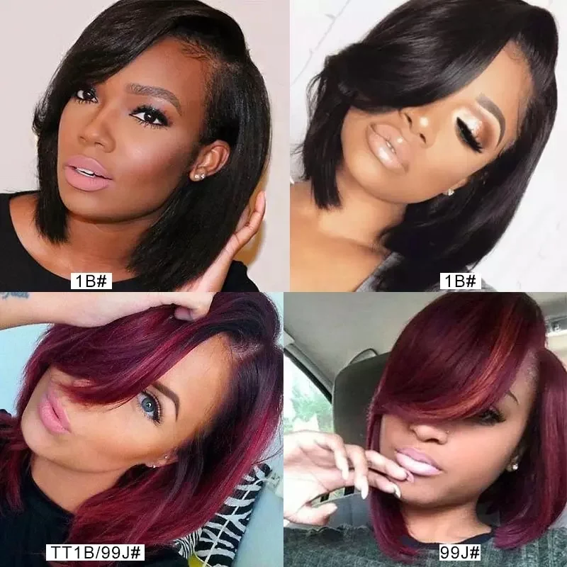 Human Hair Bob Lace Front Wigs  Top Selling Natural Brazilian Hair Extension Remy Virgin Human Hair Wigs Pixie Cut Lace Part Wig