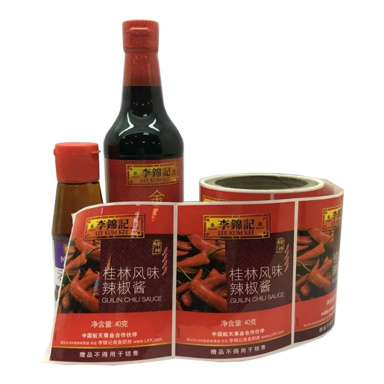 Customized Strong Adhesive  Waterproof Labels Glossy Varnishing Food Label For Soy Sauce