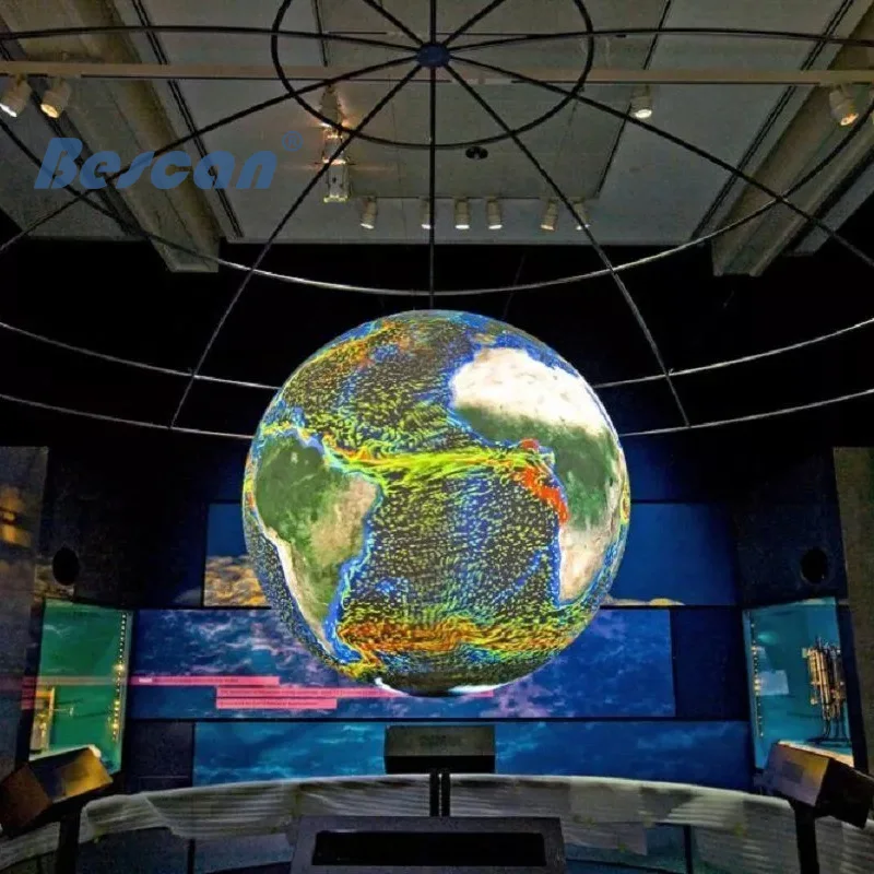 BESCAN Customized Dimension Sphere Screen Indoor Advertising Spherical Video Ball Led Screen P1.8 P2 P3 P4  Led Sphere Display