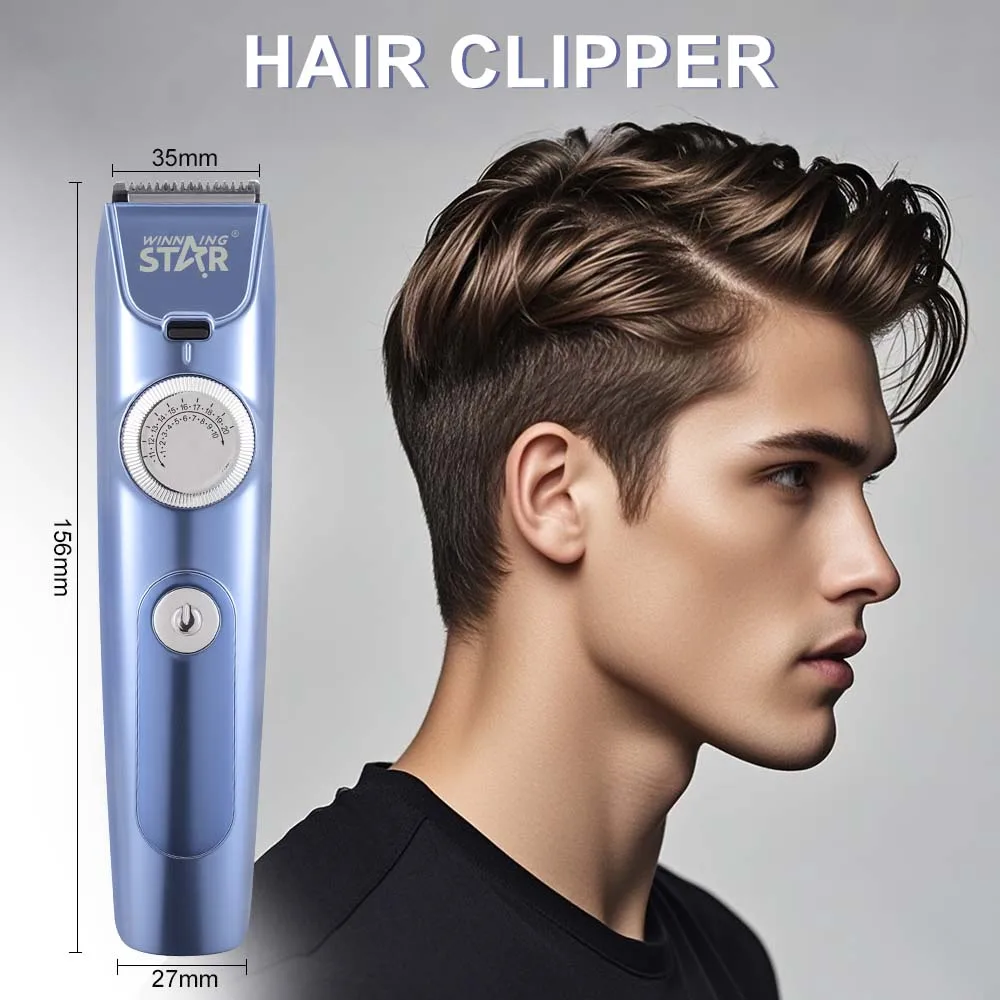WINNING STAR ST-5621 New Arrival DC/5V 3W Cordless IPX6 Waterproof Overdischarge Electric Hair Clipper With 14500 Battery 600mAh