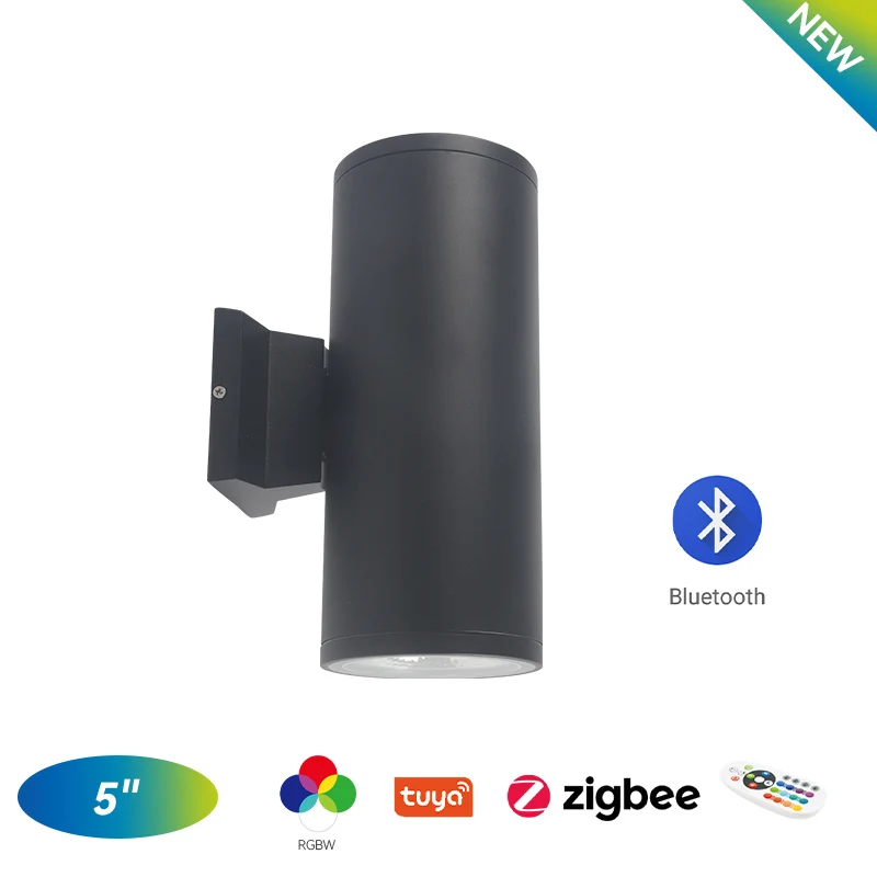 RGBCW умный внешний черный белый бронзовый квадратный меняющий цвет Ip65 водонепроницаемый наружный подвесной цилиндр настенный светильник