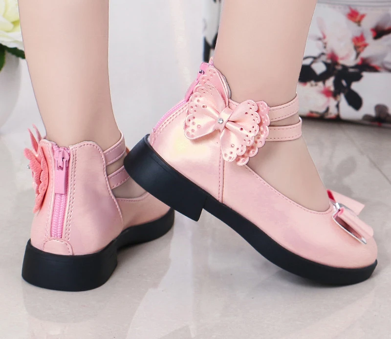 Модные дизайнерские туфли для девочек EVERTOP, вечерняя Обувь для выступлений с золотым бантом на плоской подошве