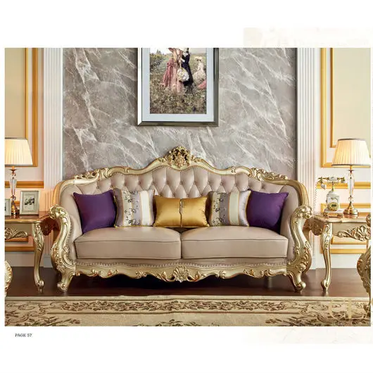 Hotel Furniture Design European Style 1+2+3 Set Home Furniture Leather Sectional Couch European Style Sofa Set