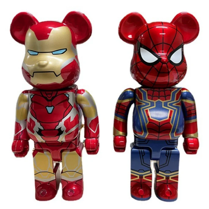 2 цвета 28 см 400% прилив бренд Bearbrick Марвел «Железный человек» «Человек-паук» киви арбуз ABS фигурку с штучной