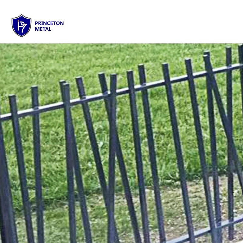 Welded metal black picket Steel Fencing Powder Coating France looks Bamboo like fence Bar aluminum fence for project
