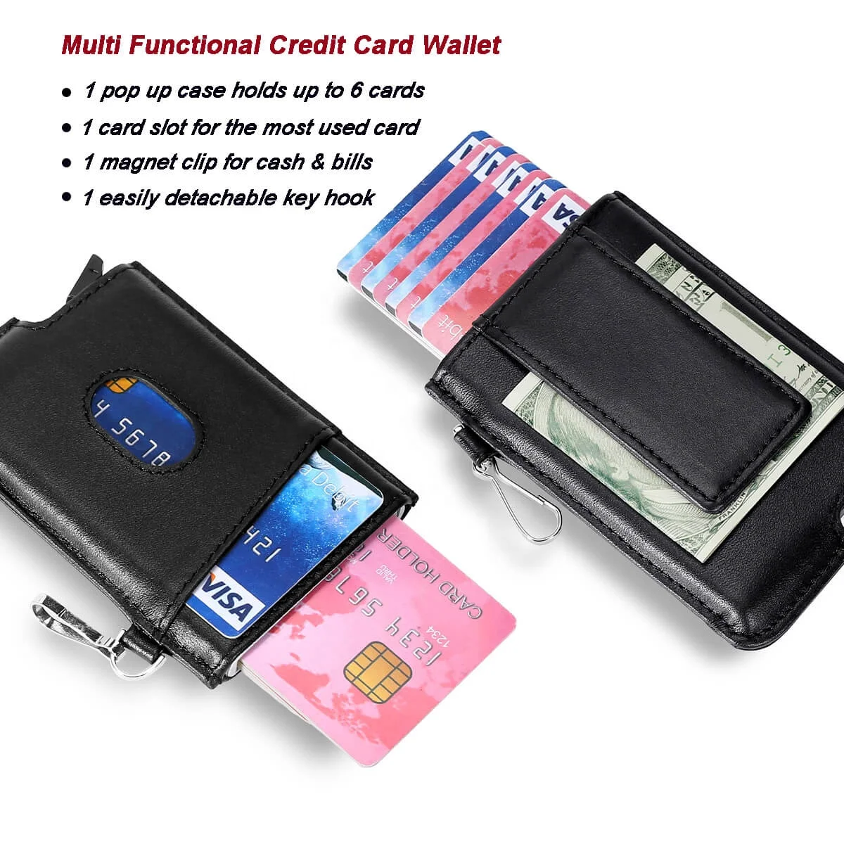 Anti RFID Credit Card Holder Pop Up Wallet with Magnetic Money Clip RFID Blocking Credit Card Case Holder Slim Minimalist Wallet