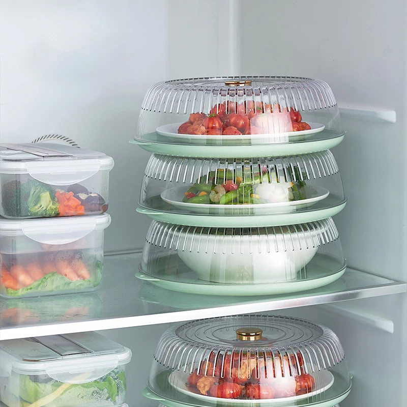 New Design Table Food Cover Plate Dust Proof Insulation Round Food Cover Multi-layer Clear Plastic Vegetable Cover