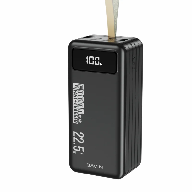 BAVIN PC053S New large capacity powerbank 50000 mah 60000mah LED light power banks PD 20w fast charge 60000mah power bank