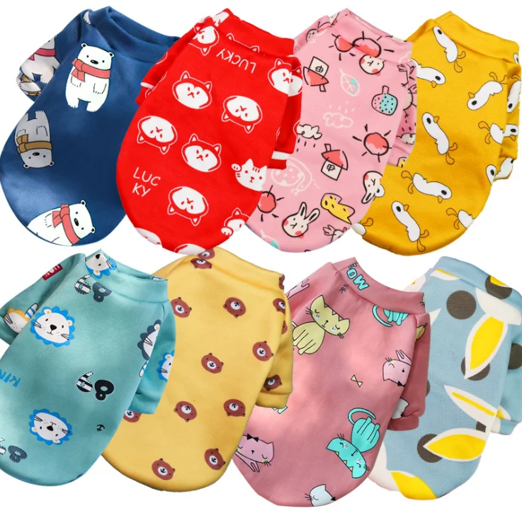 Printed Cartoon Pet Clothes Velvet Wholesale Modern Custom Cheap Dog Clothes For Small Dogs