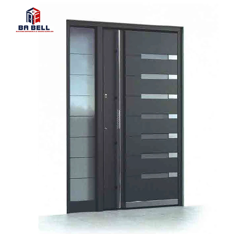 2020 new luxury entrance main door exterior villa steel with glass security  door entrance metal door foshan factory