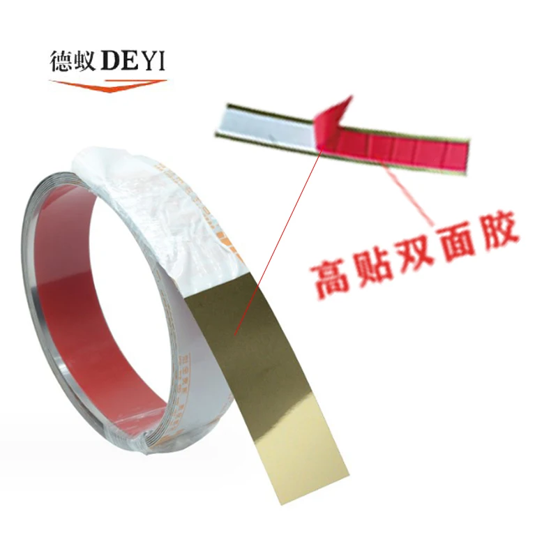 Titanium stainless steel flat decorative strips, background wall frames, edged ceilings, edging metal mirrors, self-adhesive