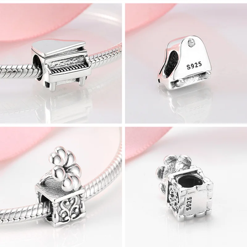 High Quality 925 Sterling Silver Gramophone Bead Radio Charm Microphone Pendant For Women Jewelry Gift