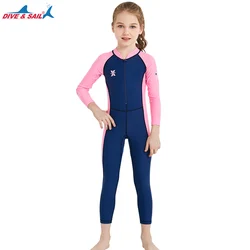 New Kids Long Sleeve Swimming Suit Child Front Zip Summer Beachwear Uv Rash Guard Swimsuit Wetsuit For Boys Girls