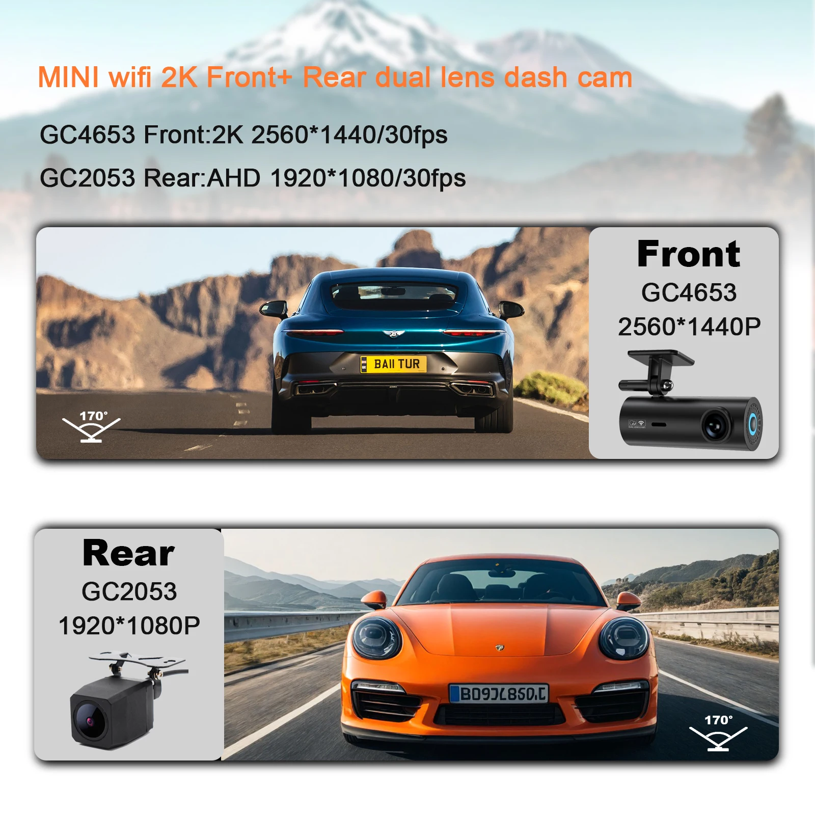 Supplier mini wifi 2k dash camera dual lens front and rear double camera car dvr 2k dashcam wifi with app 2k dash cam