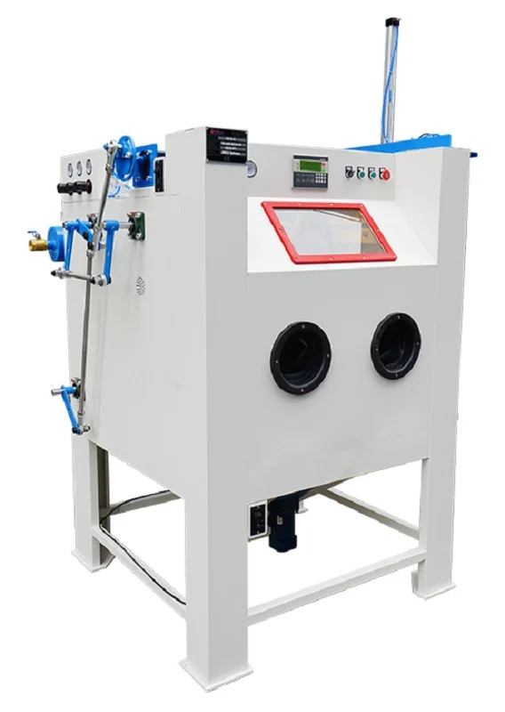 Turntable sand blasting machine with automatic door