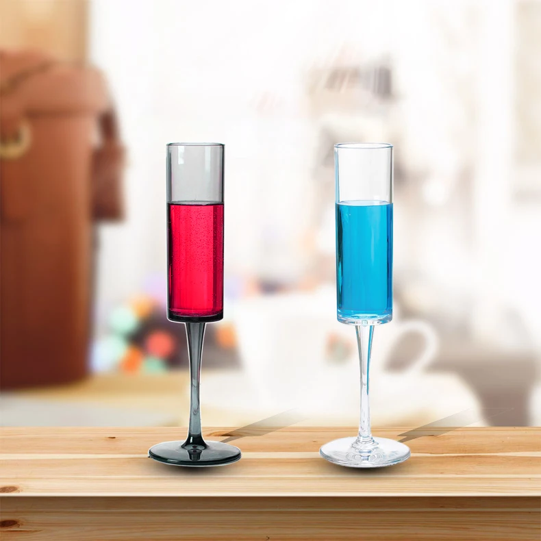 Print Colored 6oz Plastic Tableware Glasses Wholesale Bright Wine Glass Square Champagne Glasses Plastic Wine Glasses