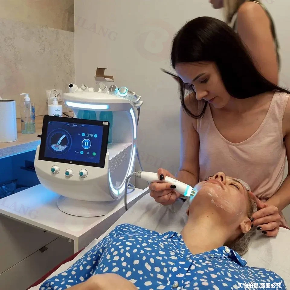 Hot 7 In 1 Oxygen Injection Hydro Dermabrasion  Clean  Skin  Facial Machine  With Skin Analyzer
