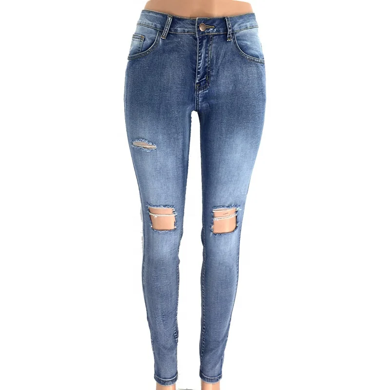 MOQ 1PC New style fashion girls jeans with private label made in china