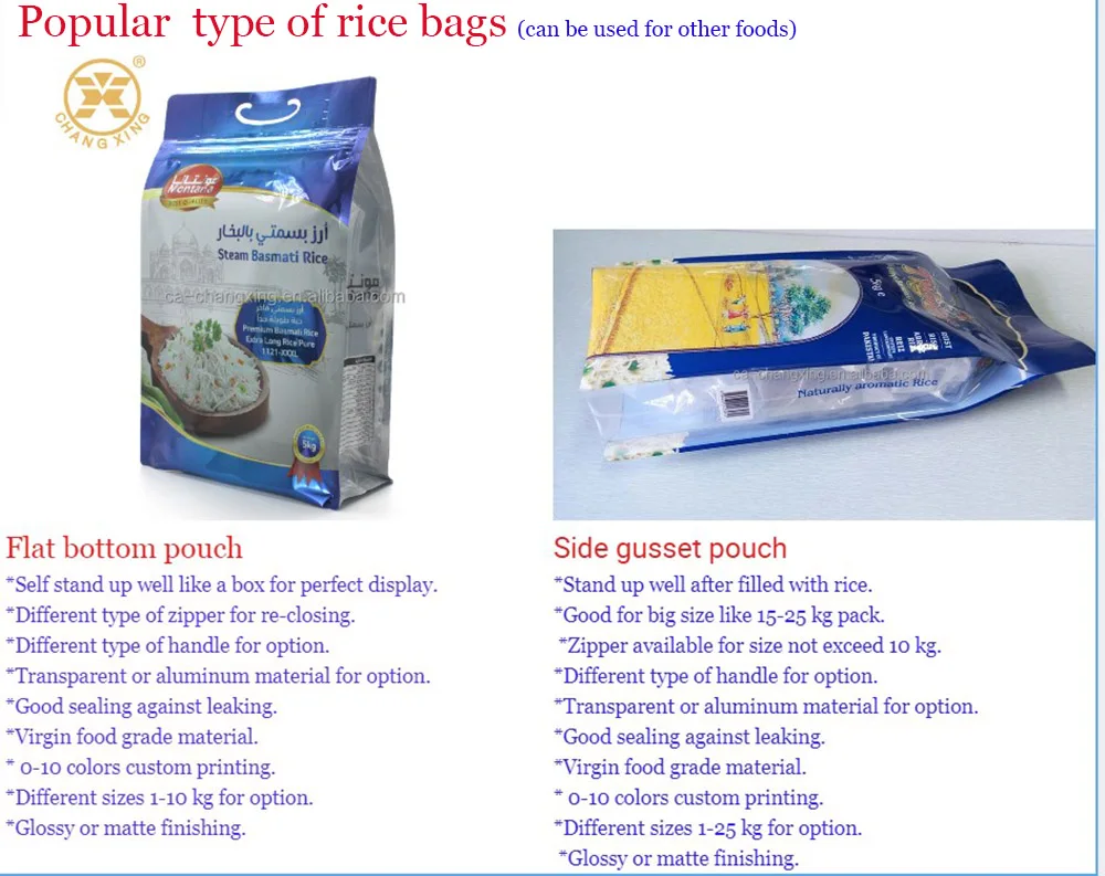 Rice bag Laminated Vacuum rice packaging bag, Fertilizer packing bag 5kg 10kg 25kg