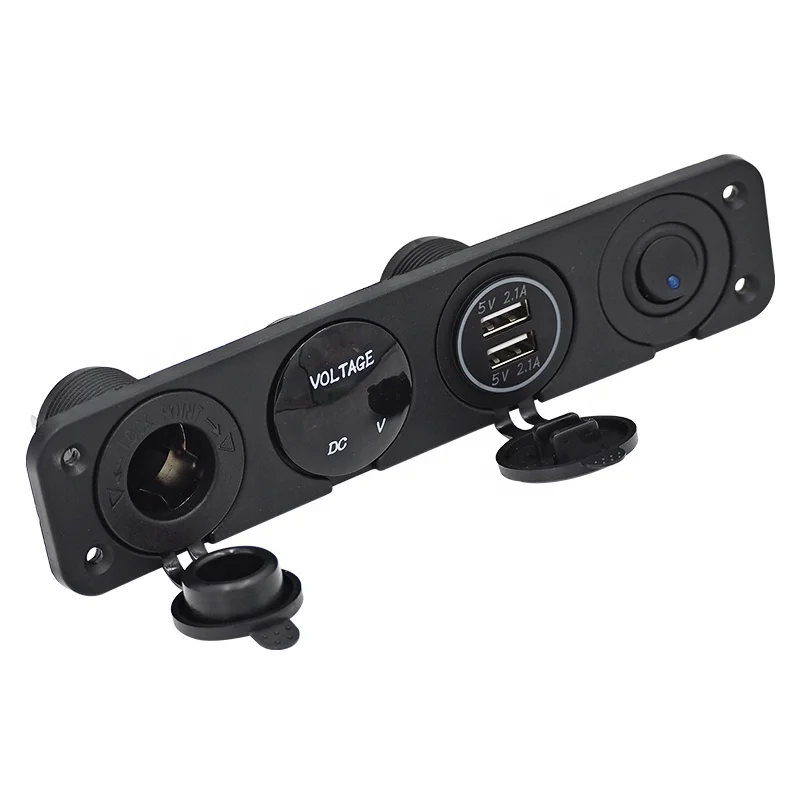 12 В двойная Водонепроницаемая прикуриватель с USB-разъемом, панель для модификации автомобиля с мониторингом напряжения для автомобиля, лодки, RV