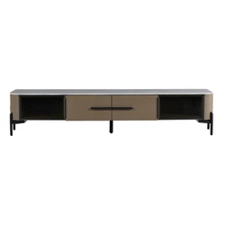 Modern Design Good Quality Living Room Furniture Tempered Glass Black TV Table TV Cabinet Stands Shelf Set With Drawers