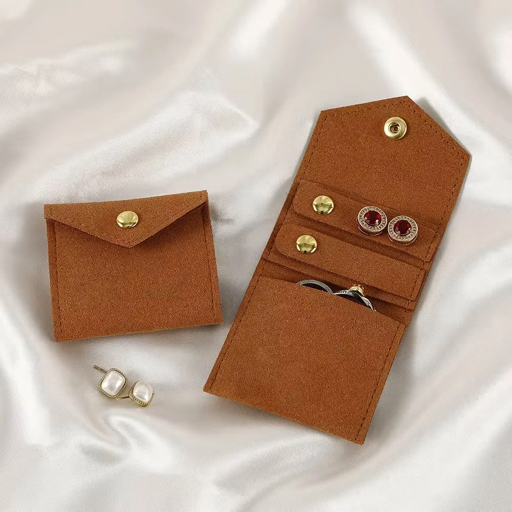Customized logo mini packing jewelry storage bag portable folding small bag earrings necklace ring jewelry roll bag