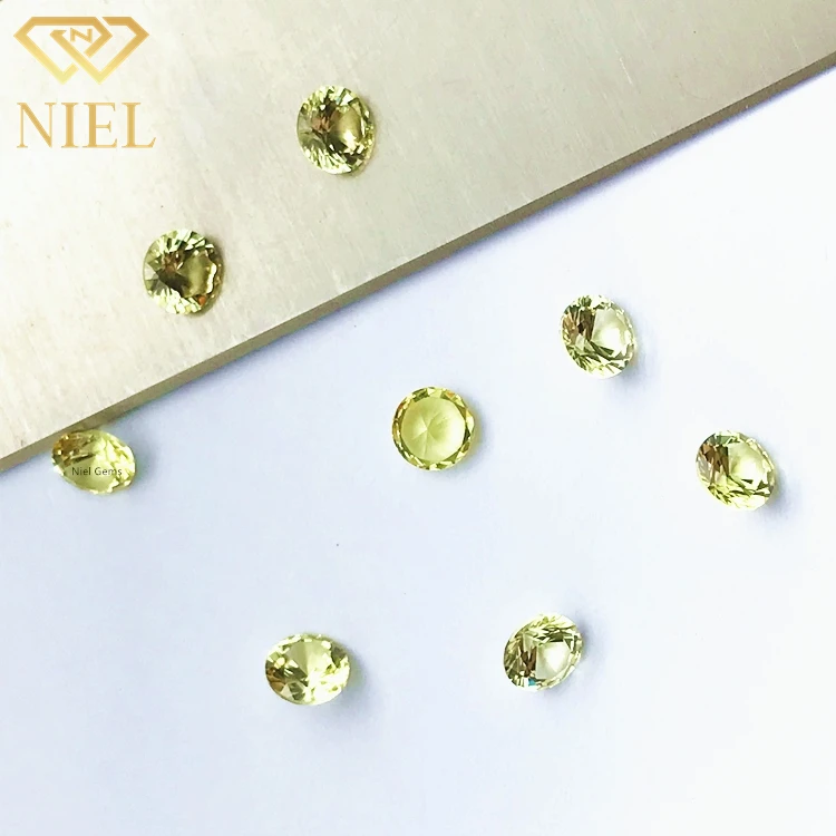 Lemon color round cut 5mm niel gems loose gemstones gem stone synthetic sapphire yellow 20 20# corundum