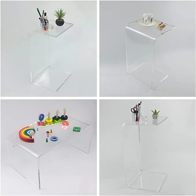 Clear Bedroom  Multipurpose Small C-Shape End Table Bed Desk Laptop Table for Living Room Acrylic Side Table