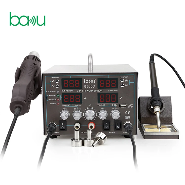 Multifunctional gun rework double digital 3 in 1 hot air station soldering for wholesales ba-8305D