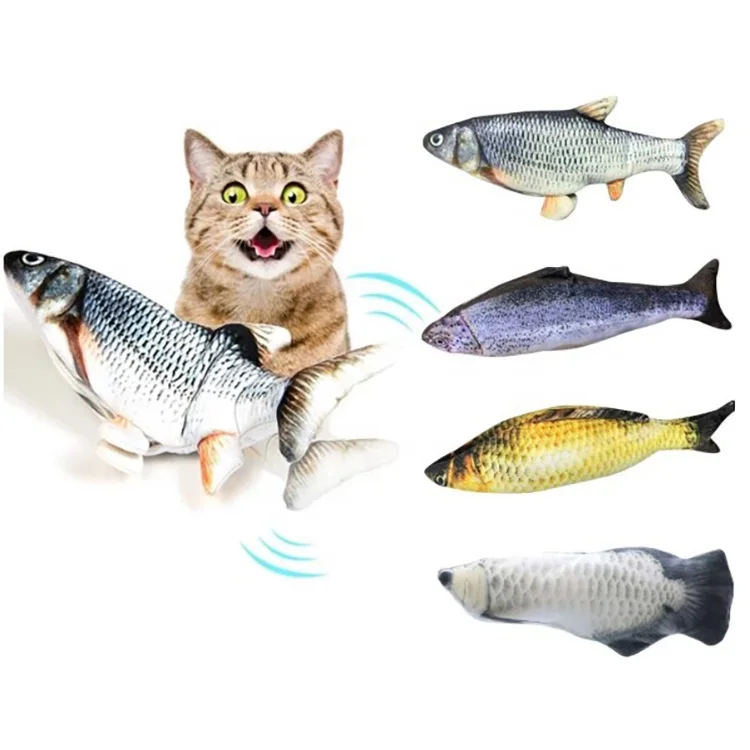 Realistic Plush Pet Simulation Electric Fish Funny Interactive Smart Automatic Fish Cat Toy