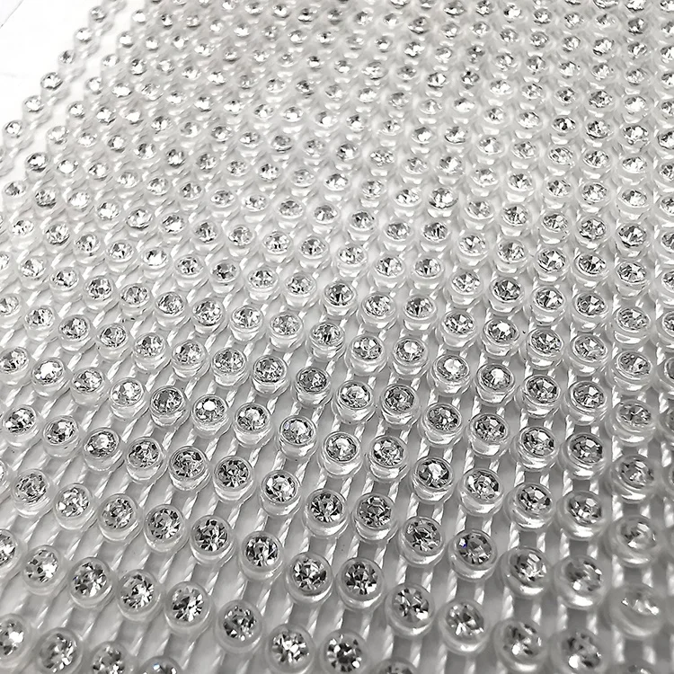 fashion ss3.5 ss6 ss8 transparent crystal stone AB clear white plastic banding Rhinestone cup trim chain for clothing