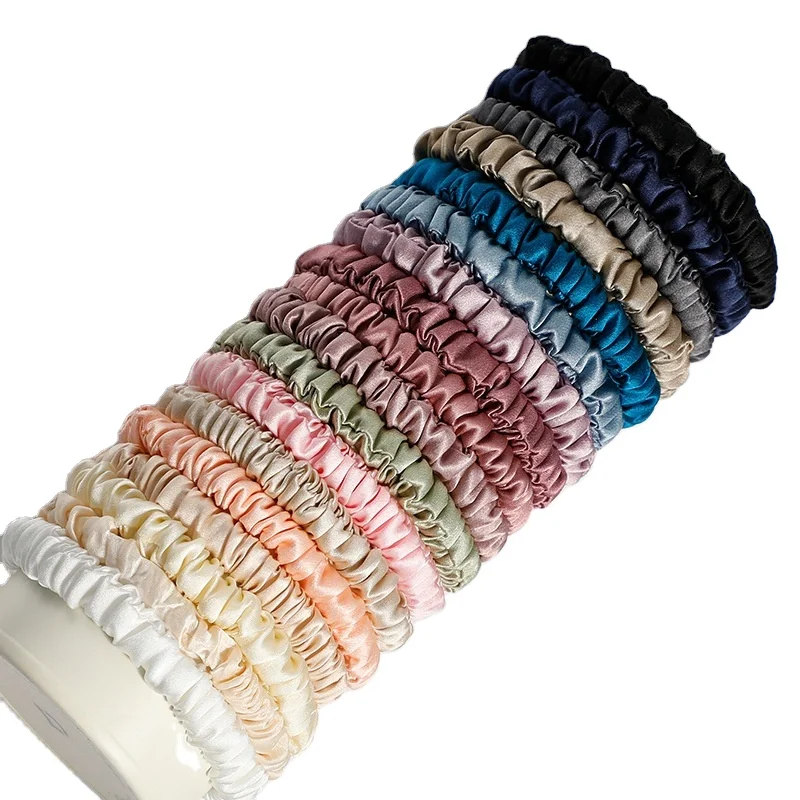 Gift Box Wholesale Custom Large 100% Silk Scrunchy Hair Ties Headband Real Silk Big Oversized Designer Hair Scrunchies