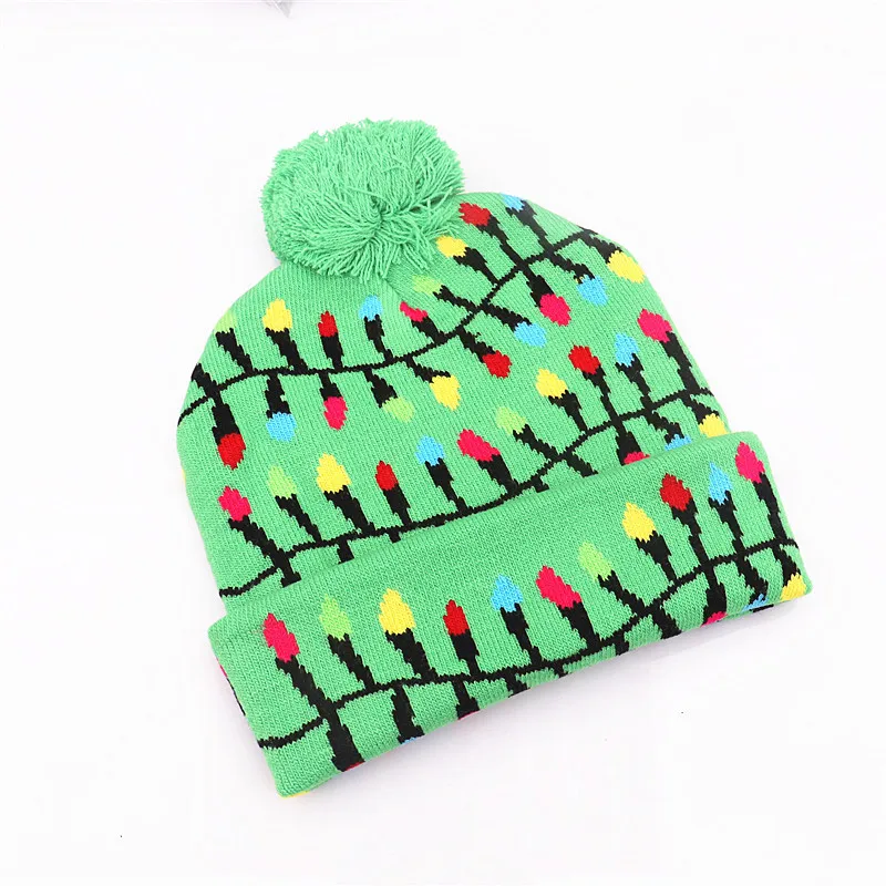 Christmas decoration children adult colorful luminous knitted Christmas hat