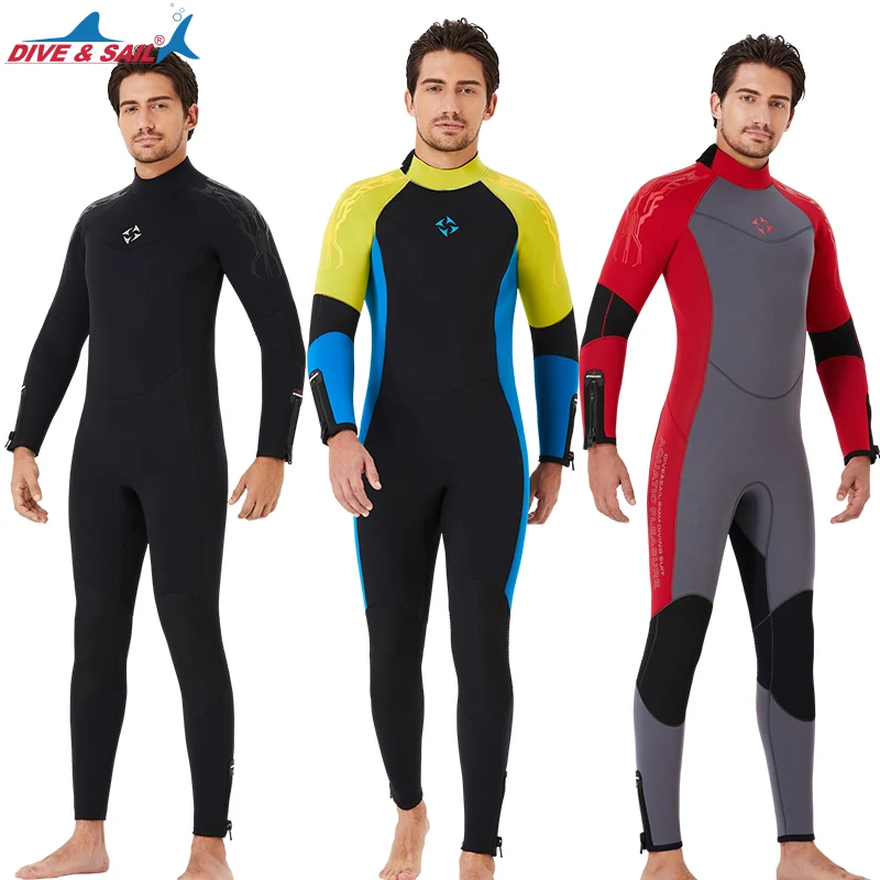 DIVE&SAIL High Quality 5mm Neoprene Wetsuits Mens Full Body Diving Wet Suit Women Long Sleeve Keep Warm Snorkeling Scuba Wetsuit