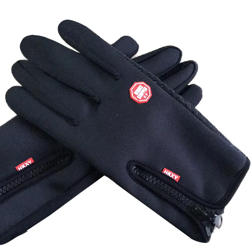 New Autumn Winter Cycling Gloves Men Women Fleece Windproof Warm Outdoor Mountaineering Ski Zipper Touch Screen Gloves
