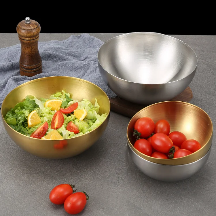 Thick Stainless Steel Fruit Salad Bowls 15cm/20cm Soup Rice Noodle Ramen Bowl Mixing Bowls Food Container Kitchen Tableware