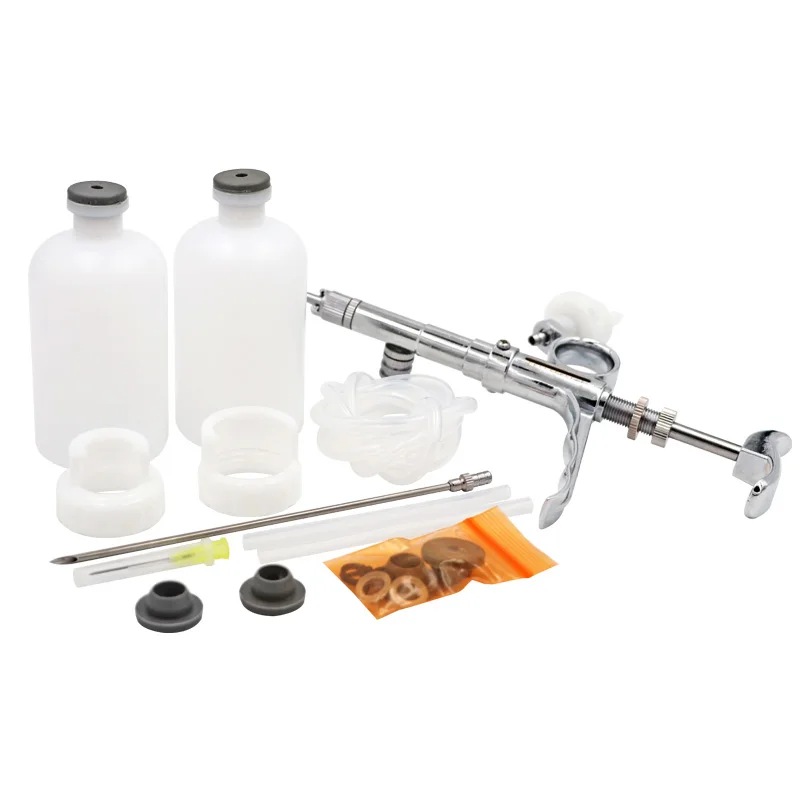 Multifunction Veterinary stainless steel 2ml & 5ml animal injector syringe with bottle holder for poultry