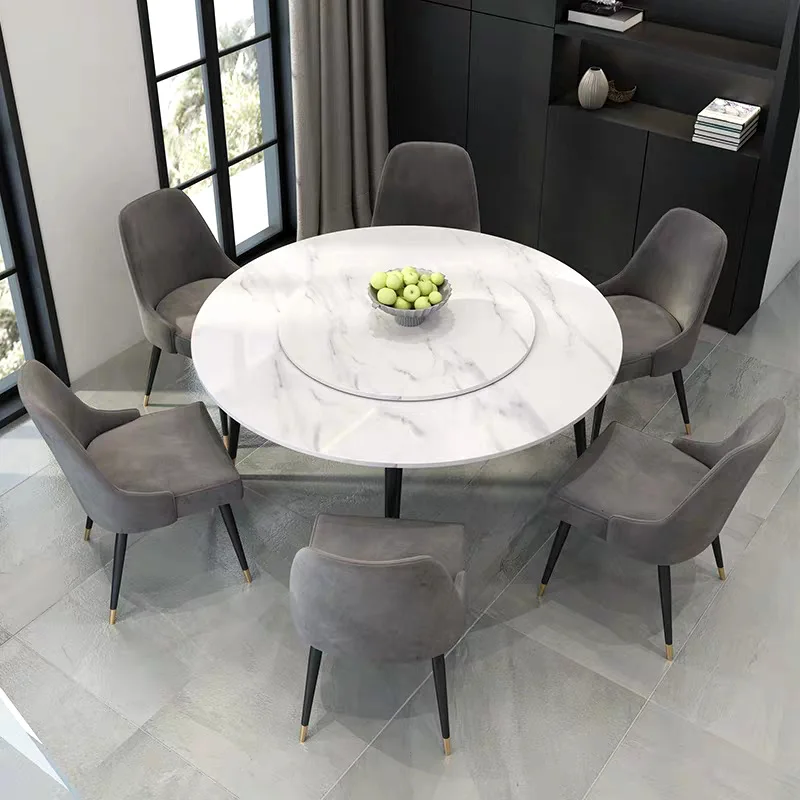 2022 new arrival Nordic furniture modern style apartment dining room Restaurant hotel marble round dining table with chair