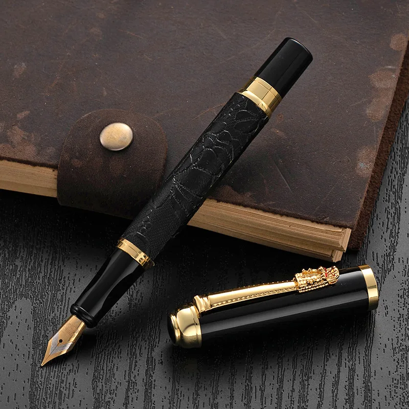 JPS OEM Spot wholesale 26 clear tip metal ink fountain pen business advertising gift leather fountain pen printed LOGO