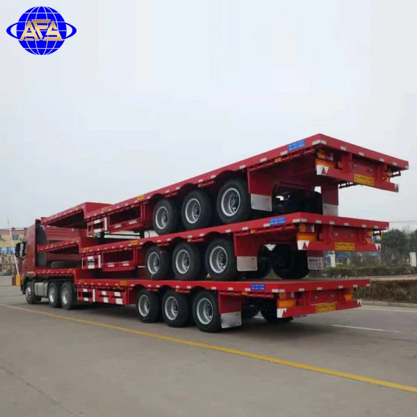 3 Axle 40ft Container Semi Trailer Chassis Car Trailers Flat Bed Container Flatbed Semi Trailer